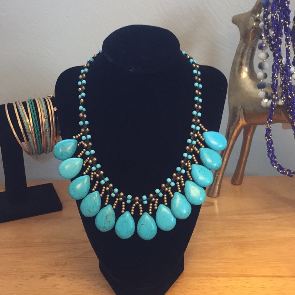Turquoise & Gold Bead Necklace